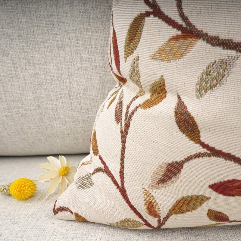 YOUR SMILE Classical Embroidery Jacquard Beige Leaf Pattern Square Decorative Throw Pillow Case Cushion Cover 18 x 18 inch - Image 5